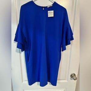 NWT First Love royal blue ruffle sleeve dress